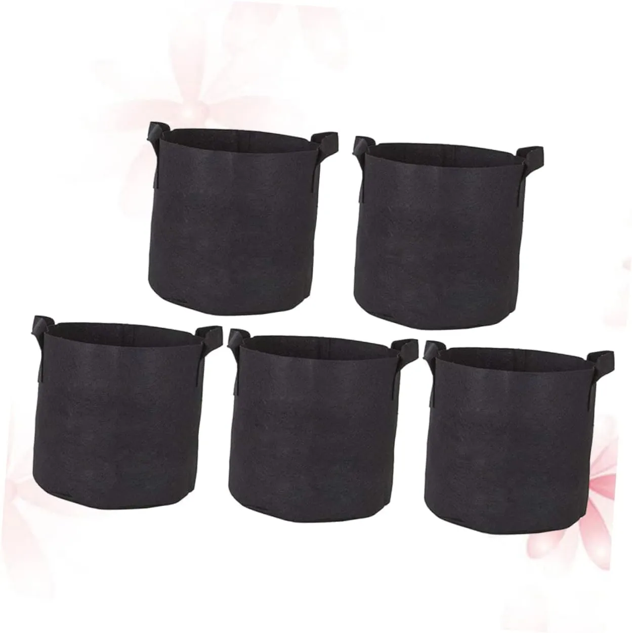 Garden Planting Bags 5 Pack 30x30x35cm Felt Material Round Shape Large Capacity Easy to Use Black for Vegetable and Flower Transplanting
