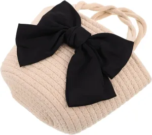 Gatuida Woven Shoulder Bag for Women Bowknot Handle Large Capacity Handbag Easy to Clean