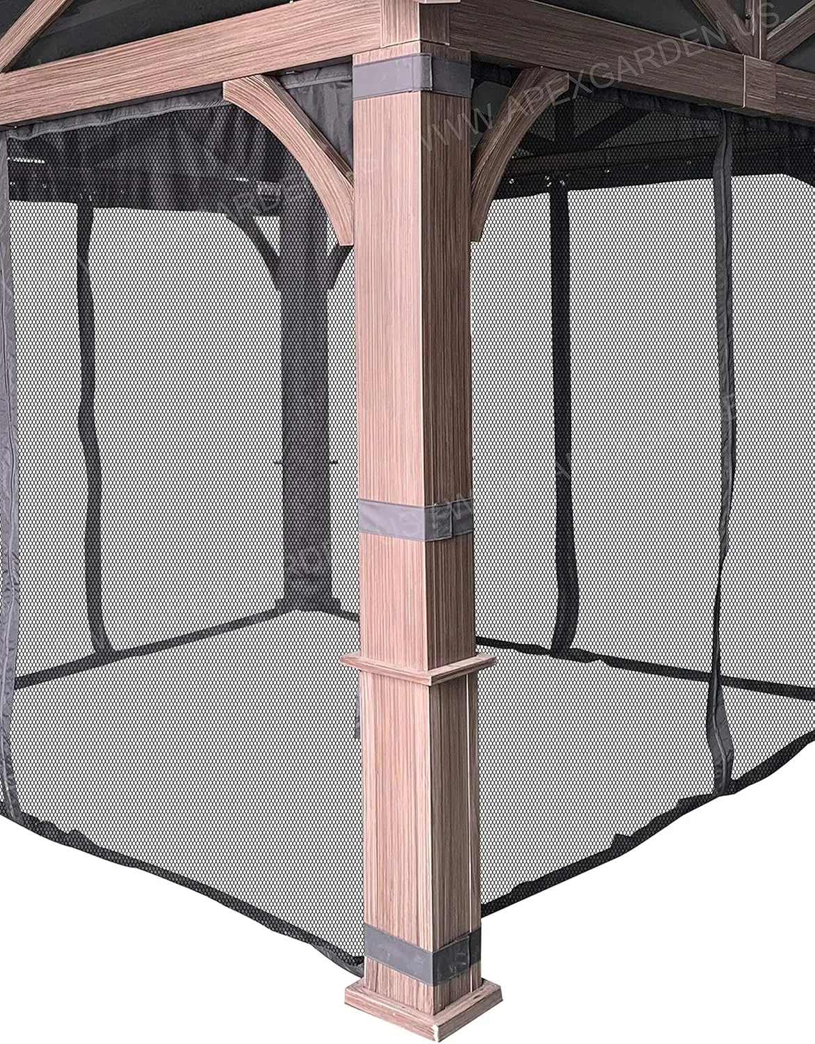 Gazebo Mosquito Netting for Allen   roth Model #GF-18S112B Wood Looking Hand Paint Metal Square Semi- Gazebo (Screen Net Only, Black)
