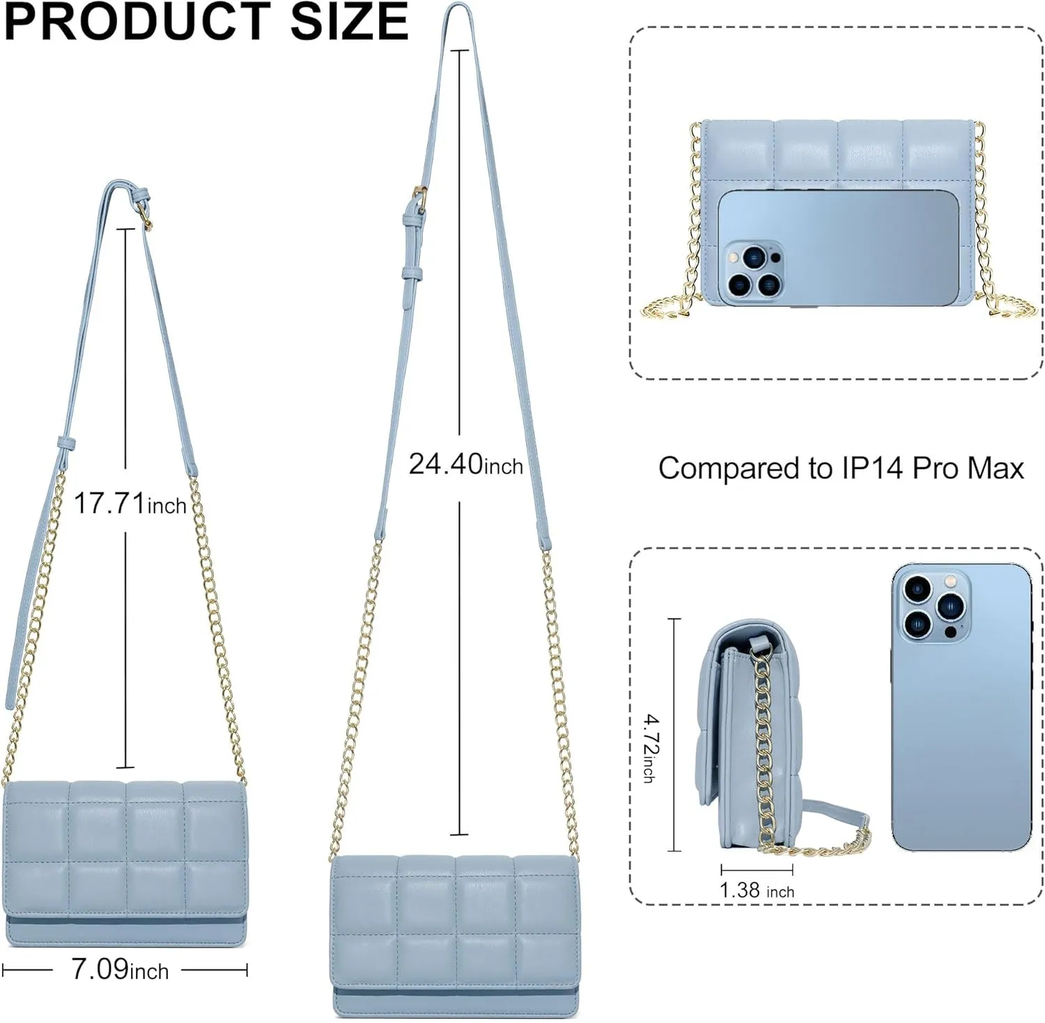 GEEAD Small Purses for Women Trendy Quilted Leather Mini Crossbody Wallet Chain Little Shoulder Phone Purse Evening Bag