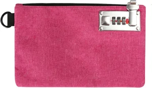 GEEDUD Lockable Money Bag - 5x8 Inches Durable Nylon Locking Bank Bag Coin Purse for Cash, Jewelry, Passports, Medicine, Credit Cards and Valuable Storage Cash Pouch (Pink)