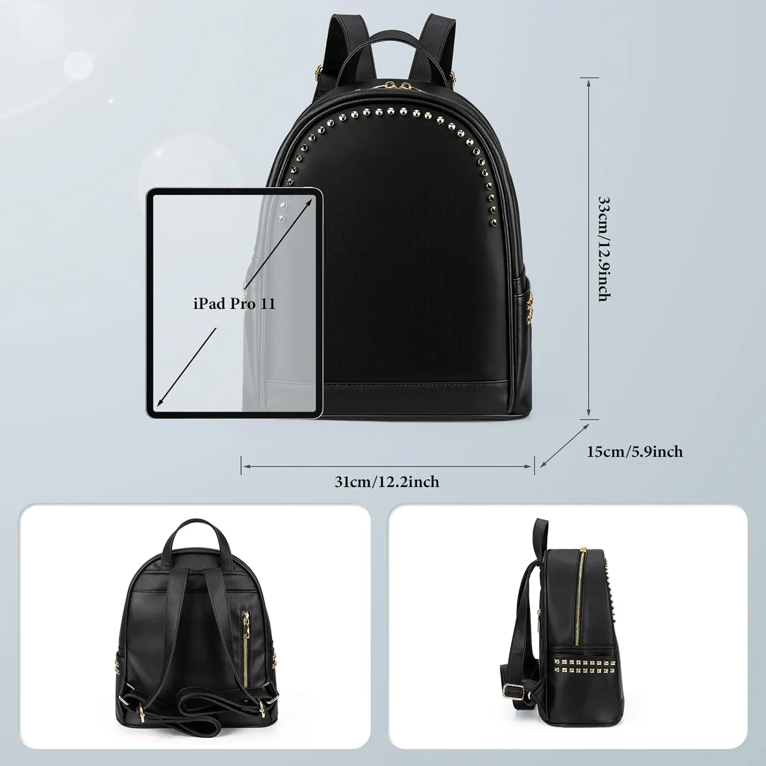 Gelrova LED Backpack Purse for Women Designer Ladies, Work Business Travel Bags, College Nurse Quilted Casual Daypack 13inch