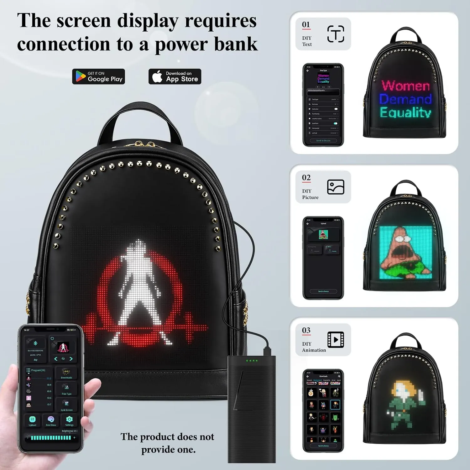Gelrova LED Backpack Purse for Women Designer Ladies, Work Business Travel Bags, College Nurse Quilted Casual Daypack 13inch