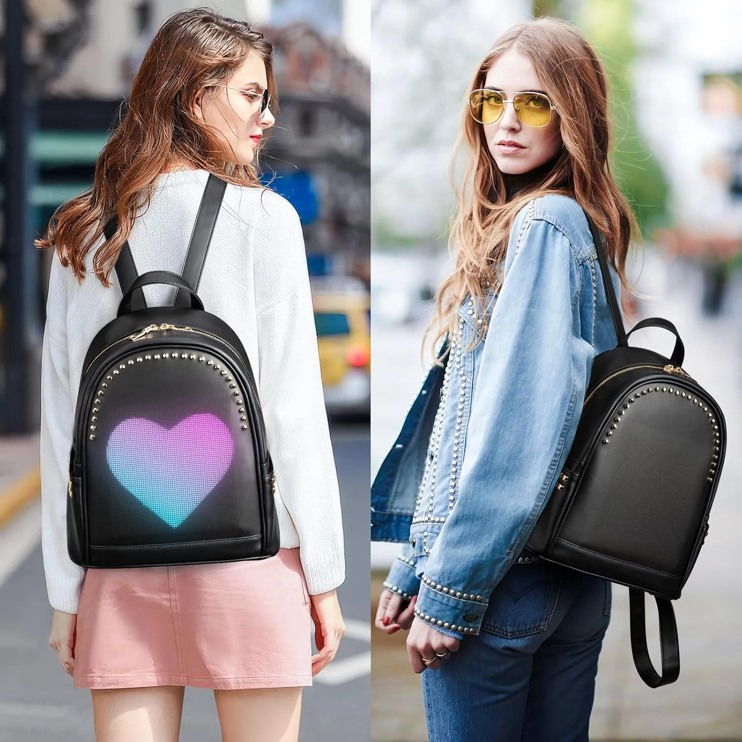 Gelrova LED Backpack Purse for Women Designer Ladies, Work Business Travel Bags, College Nurse Quilted Casual Daypack 13inch