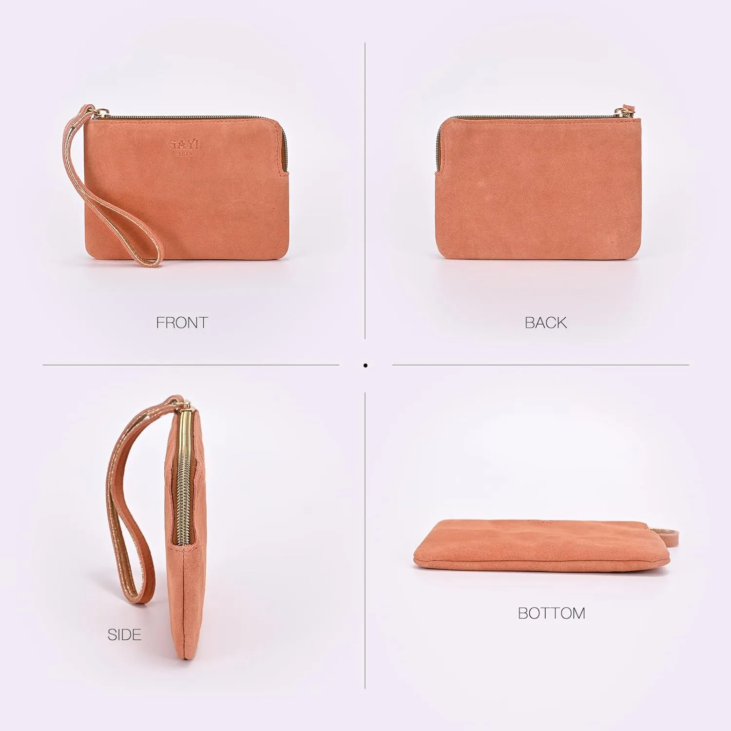 Genuine Leather 4.5 x 6.5 Wristlet Purse for Women, Evening Wristlet Pouch Clutch Bag