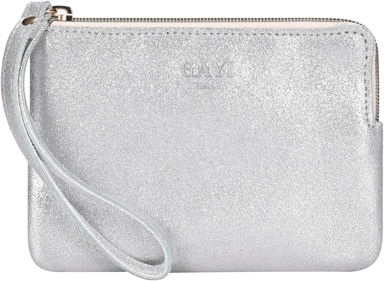 Genuine Leather 4.5 x 6.5 Wristlet Purse for Women, Evening Wristlet Pouch Clutch Bag
