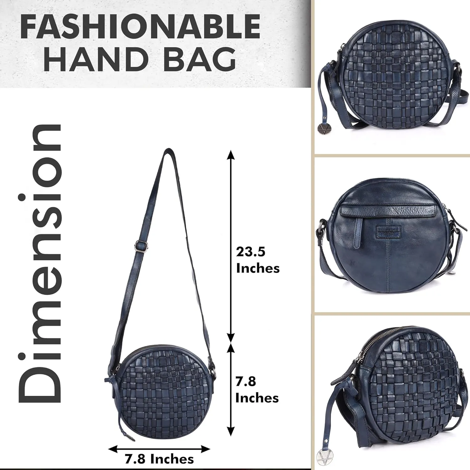 Genuine Leather Round Crossbody Bags For Women, Sling Bag For Women Crossbody Purse Trendy Casual