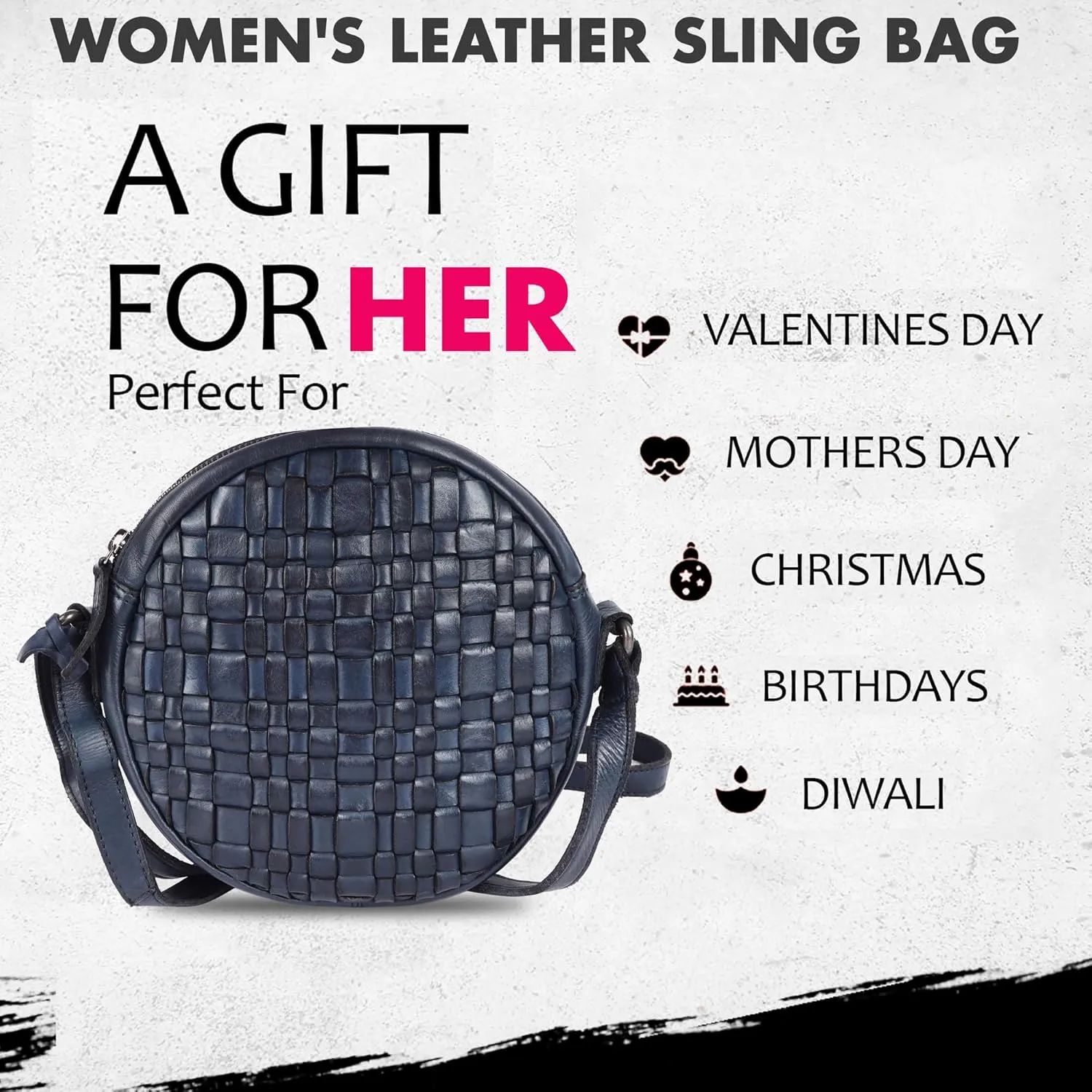 Genuine Leather Round Crossbody Bags For Women, Sling Bag For Women Crossbody Purse Trendy Casual