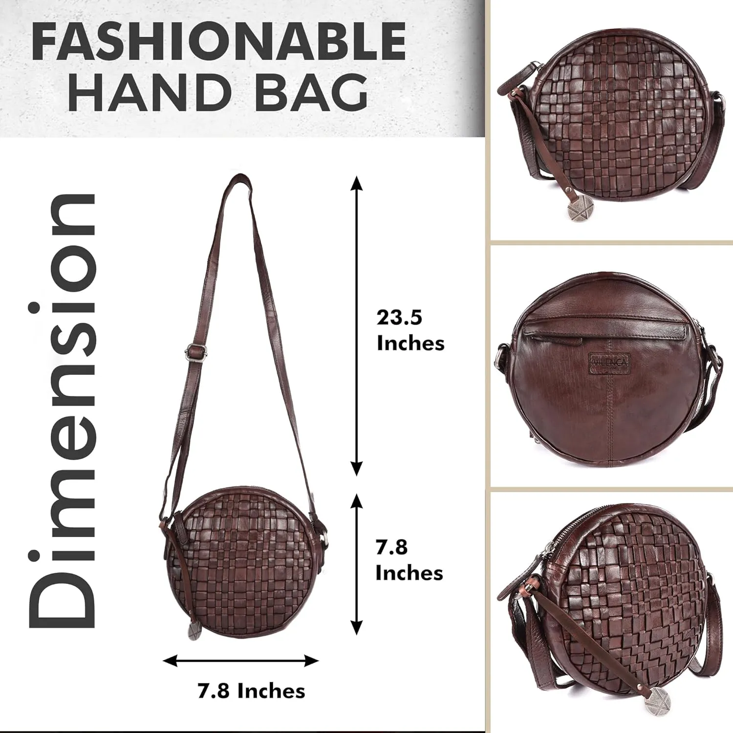 Genuine Leather Round Crossbody Bags For Women, Sling Bag For Women Crossbody Purse Trendy Casual