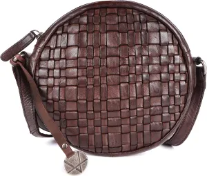 Genuine Leather Round Crossbody Bags For Women, Sling Bag For Women Crossbody Purse Trendy Casual