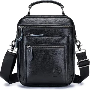 Genuine Leather Shoulder Bag for Men, Medium Messenger Bag Crossbody, Mens Handbag with Multiple Pockets for Daily