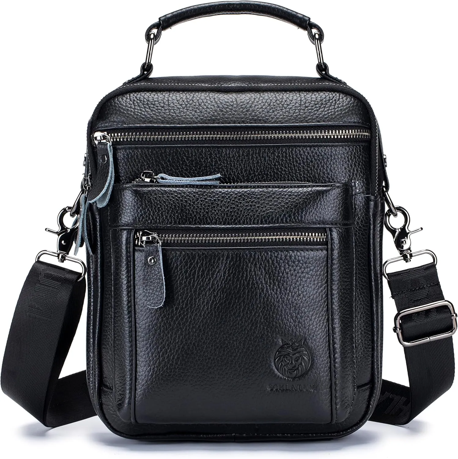Genuine Leather Shoulder Bag for Men, Medium Messenger Bag Crossbody, Mens Handbag with Multiple Pockets for Daily