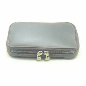 Genuine Leather Small Travel Toiletry Bag For Men Dopp Kit bag Handmade Vintage Mens Women Sturdy Zipper Wallet DarkBrown