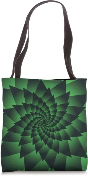 Geometric Triangle Shaped Petals Black & Green Flower Spiral Tote Bag