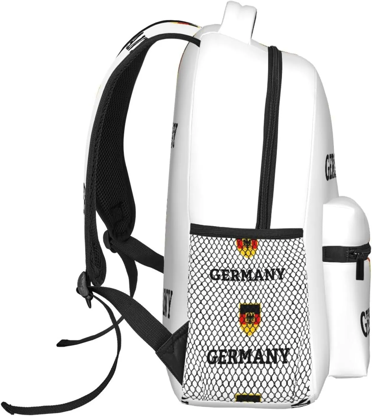 Germany German Football Soccer Flag Casual Backpack Travel Pack Bag Laptop Backpacks With Side Pockets Front Zipper Pockets Bookpack Daypack Picnic Rucksack Computer Bag