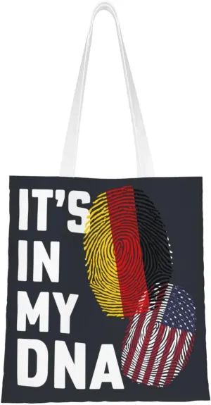 Germany It's in My DNA Tote Bag for Women Canvas Shopping Bags Reusable Large Capacity Casual Shoulder Handbags Grocery Bags DIY Gift Bags