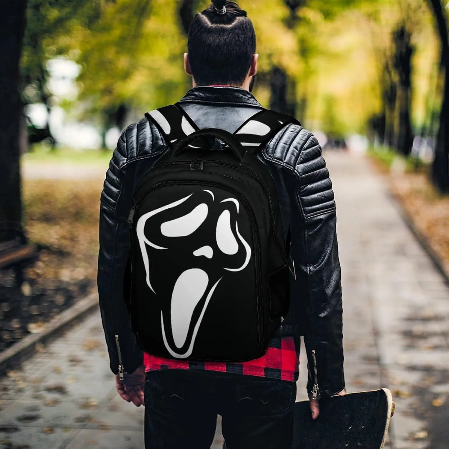 Ghost Mask Face Backpack Scream Spooky FunnyTravel Casual Laptop Bag Daypack for Men Women Outdoor Hiking Business Work Back Packs