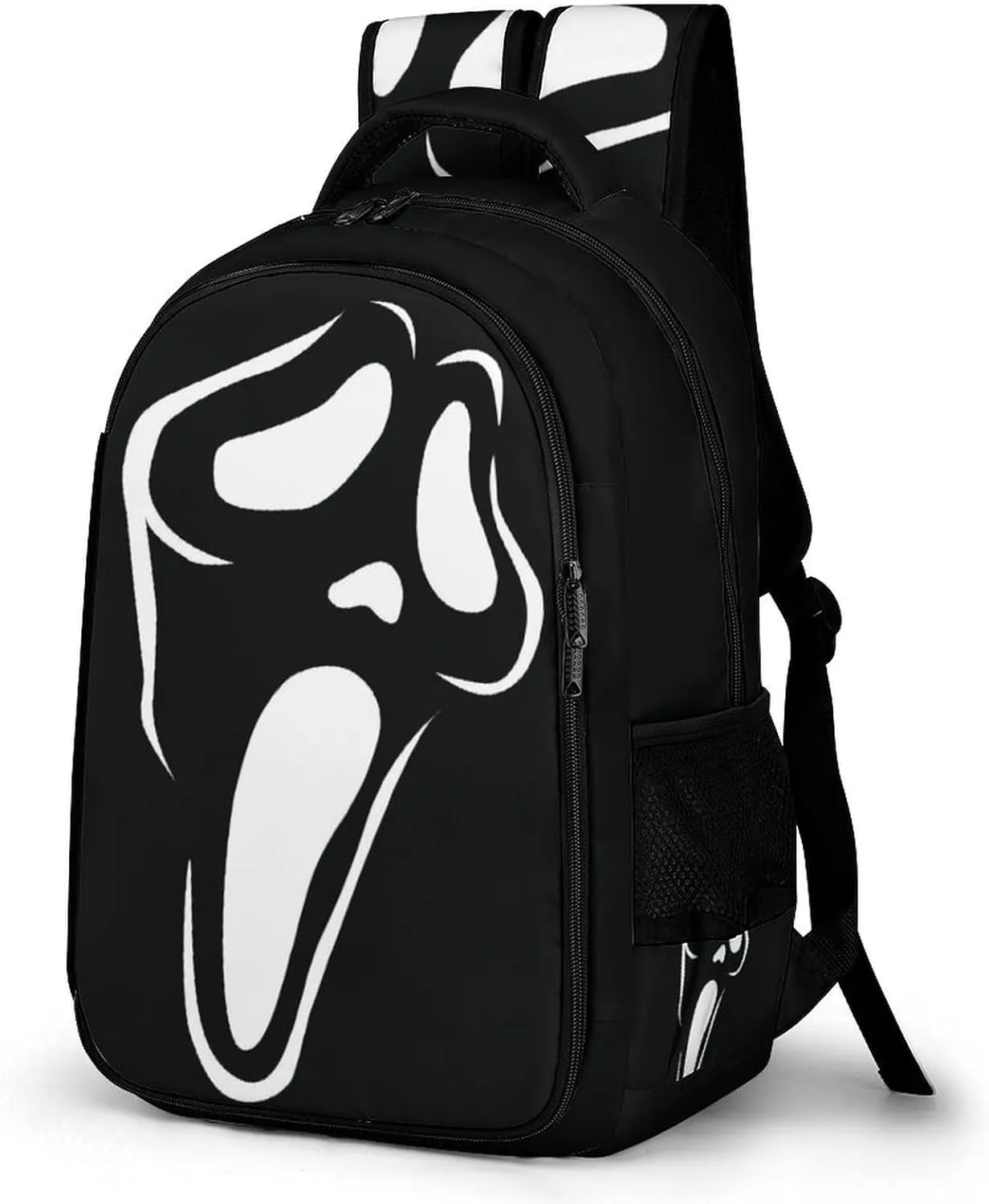 Ghost Mask Face Backpack Scream Spooky FunnyTravel Casual Laptop Bag Daypack for Men Women Outdoor Hiking Business Work Back Packs