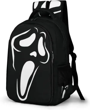 Ghost Mask Face Backpack Scream Spooky FunnyTravel Casual Laptop Bag Daypack for Men Women Outdoor Hiking Business Work Back Packs