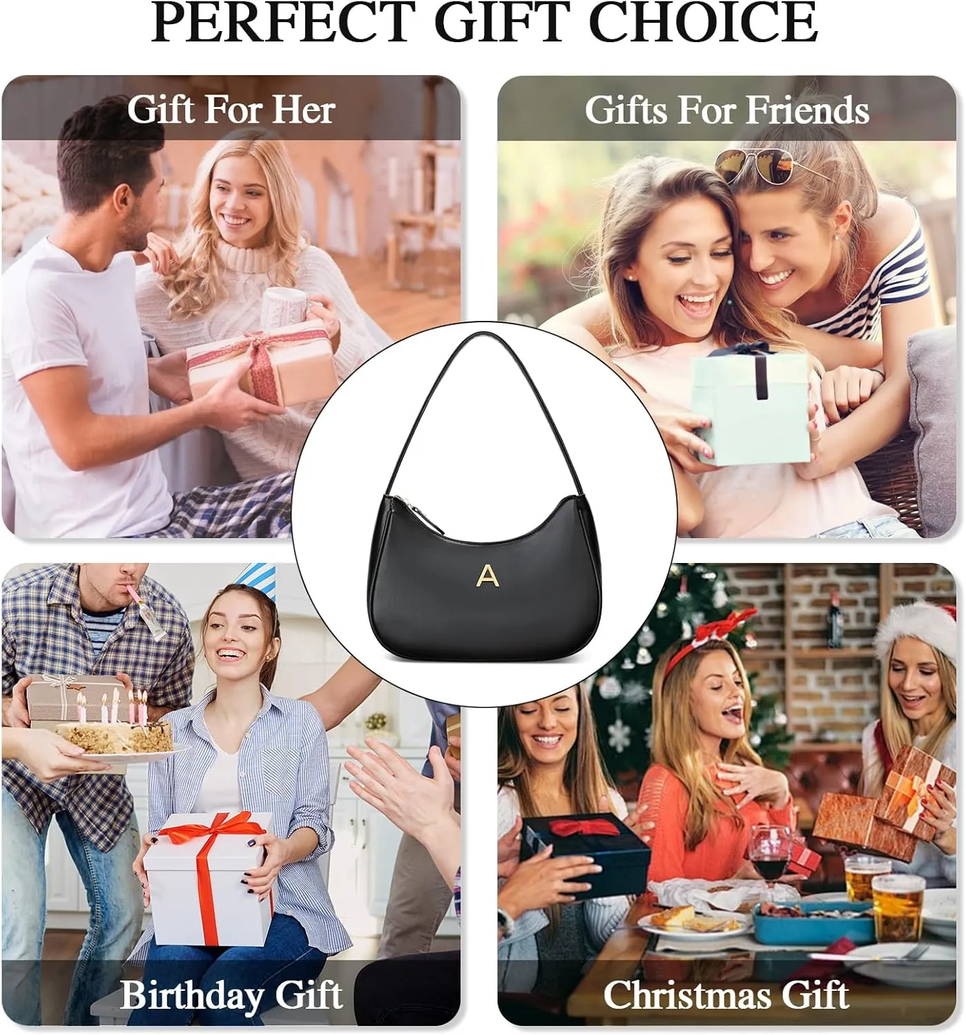 Gift for Women Shoulder Bag Clutch Tote HandBags Purses for Women with Gold Initials
