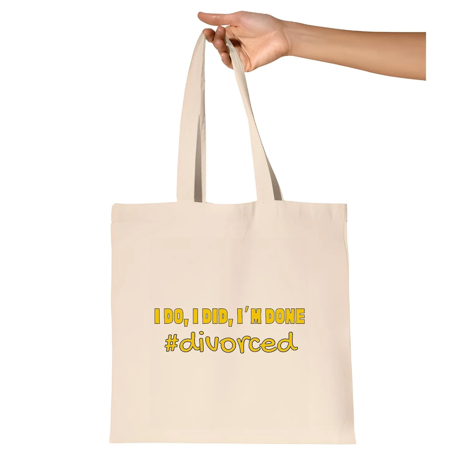 Gift Idea for Divorced Funny Divorce Party Celebration Natural White Multicolor Canvas Tote Bag