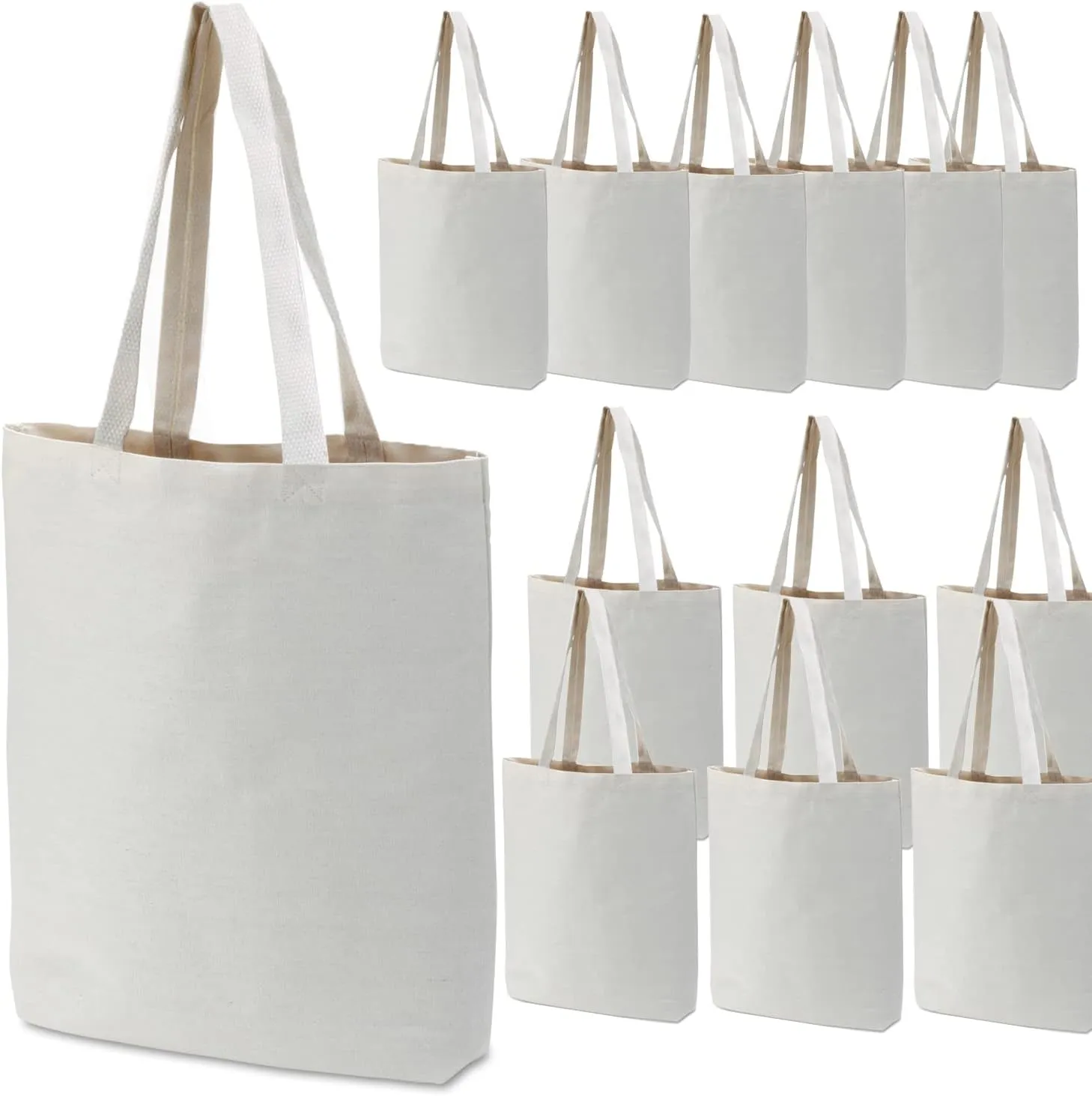 GiftExpress 12-pack 13” x 11" W Natural Color Canvas Tote Bag/Canvas Craft Bags/Canvas Grocery bags (12 Pack)