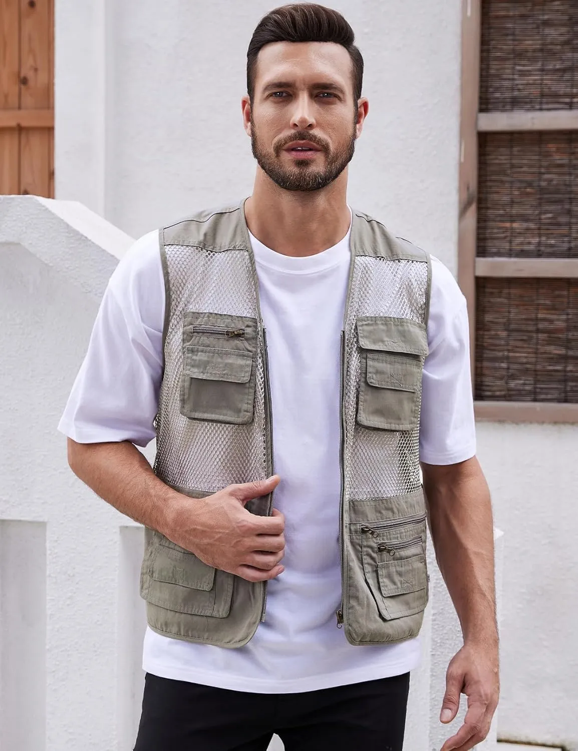 Gihuo Men's Utility Vest Fishing Safari Vest Summer Travel Vest with Pockets