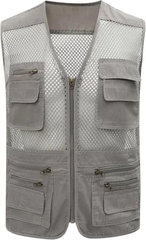Gihuo Men's Utility Vest Fishing Safari Vest Summer Travel Vest with Pockets