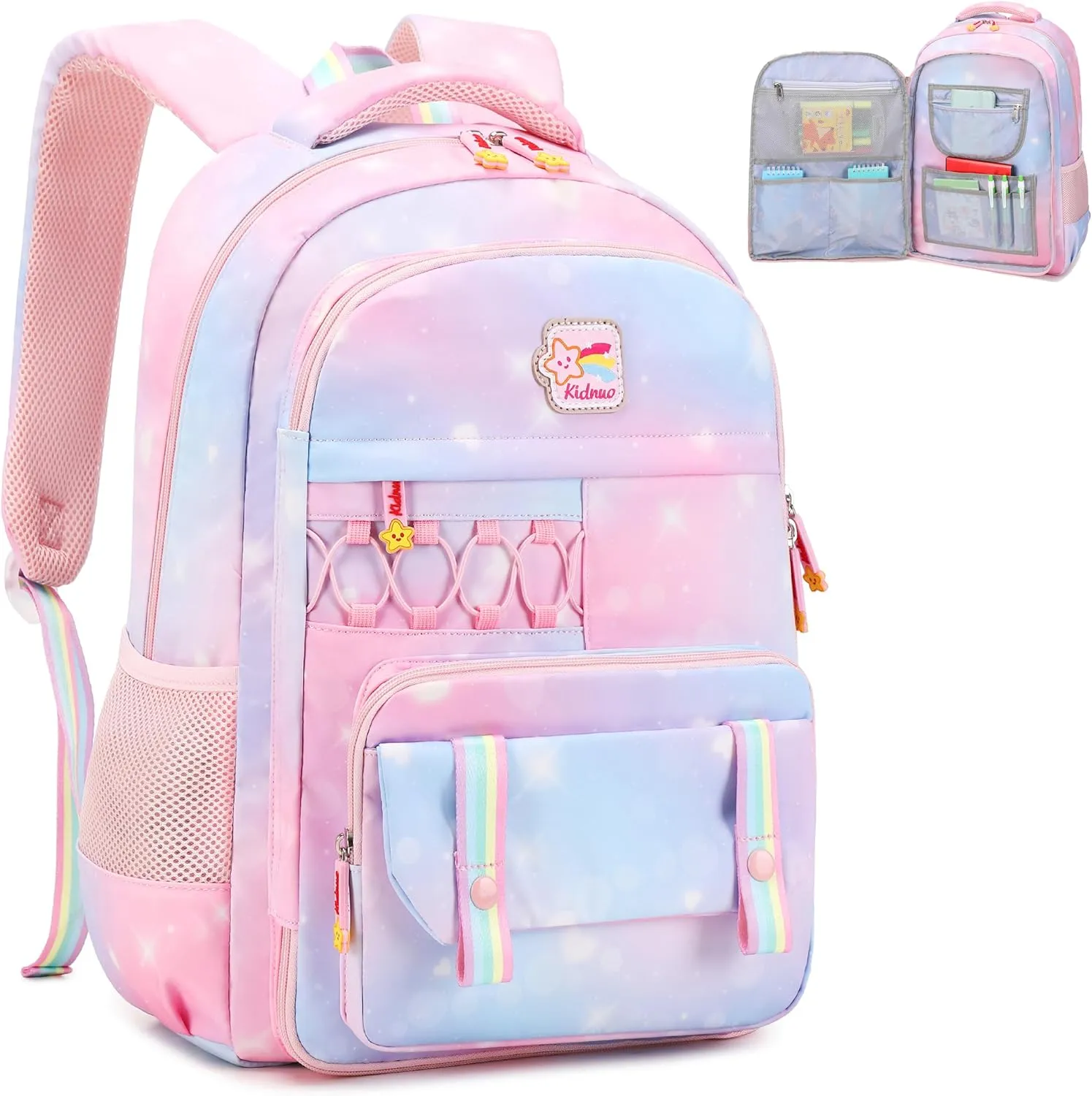 Girls Backpack 15.6 Inch Laptop School Bag Cute Kids Kindergarten Elementary Backpacks Middle Schoolbag Large Bookbags for Women Teens Students Anti Theft Travel Daypack (Pink)