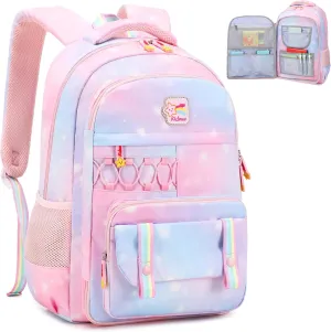Girls Backpack 15.6 Inch Laptop School Bag Cute Kids Kindergarten Elementary Backpacks Middle Schoolbag Large Bookbags for Women Teens Students Anti Theft Travel Daypack (Pink)