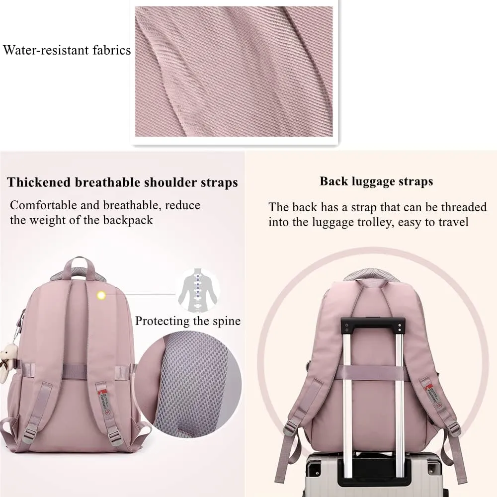 Girls Backpack Large-Capacity Middle Elementary School Casual Bookbag Kids Outdoor Travel bag Solid Color Daypack for Teens