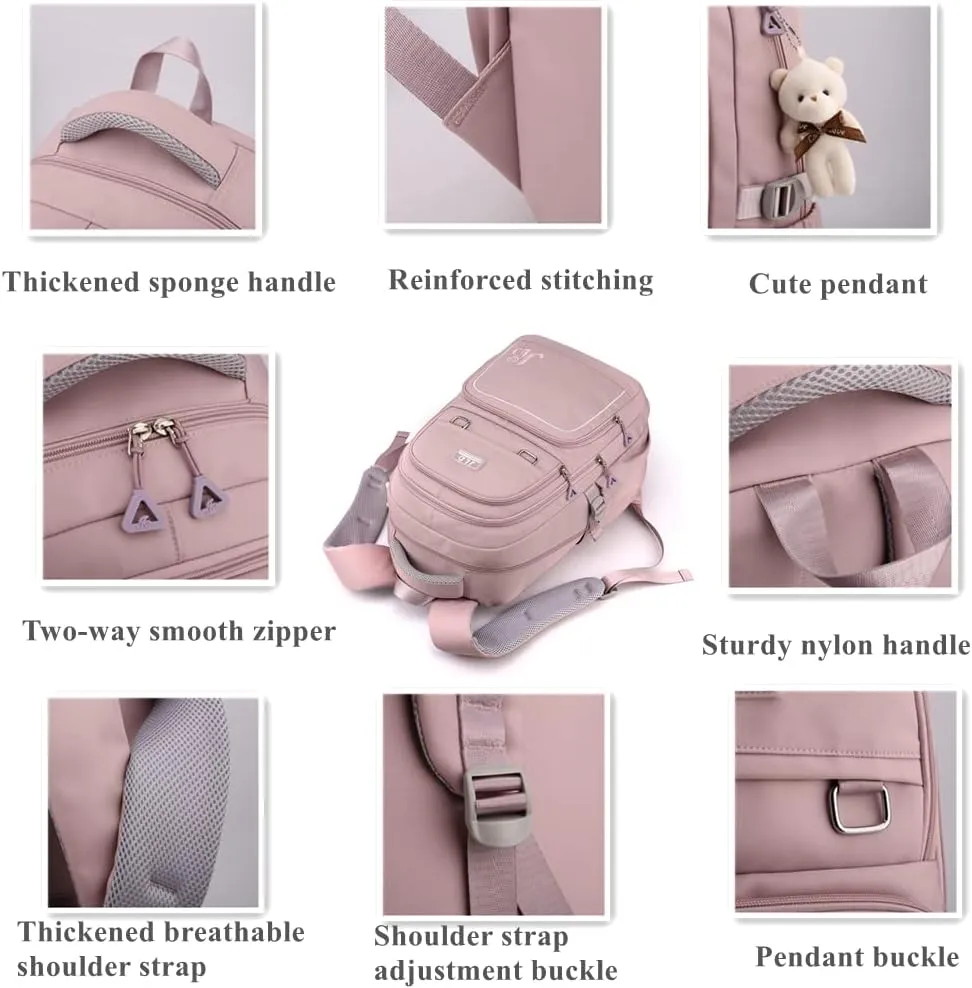 Girls Backpack Large-Capacity Middle Elementary School Casual Bookbag Kids Outdoor Travel bag Solid Color Daypack for Teens