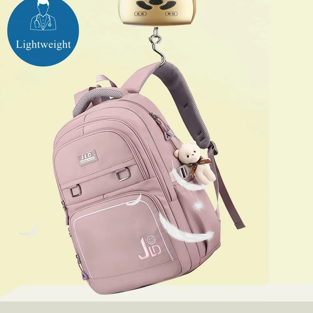 Girls Backpack Large-Capacity Middle Elementary School Casual Bookbag Kids Outdoor Travel bag Solid Color Daypack for Teens