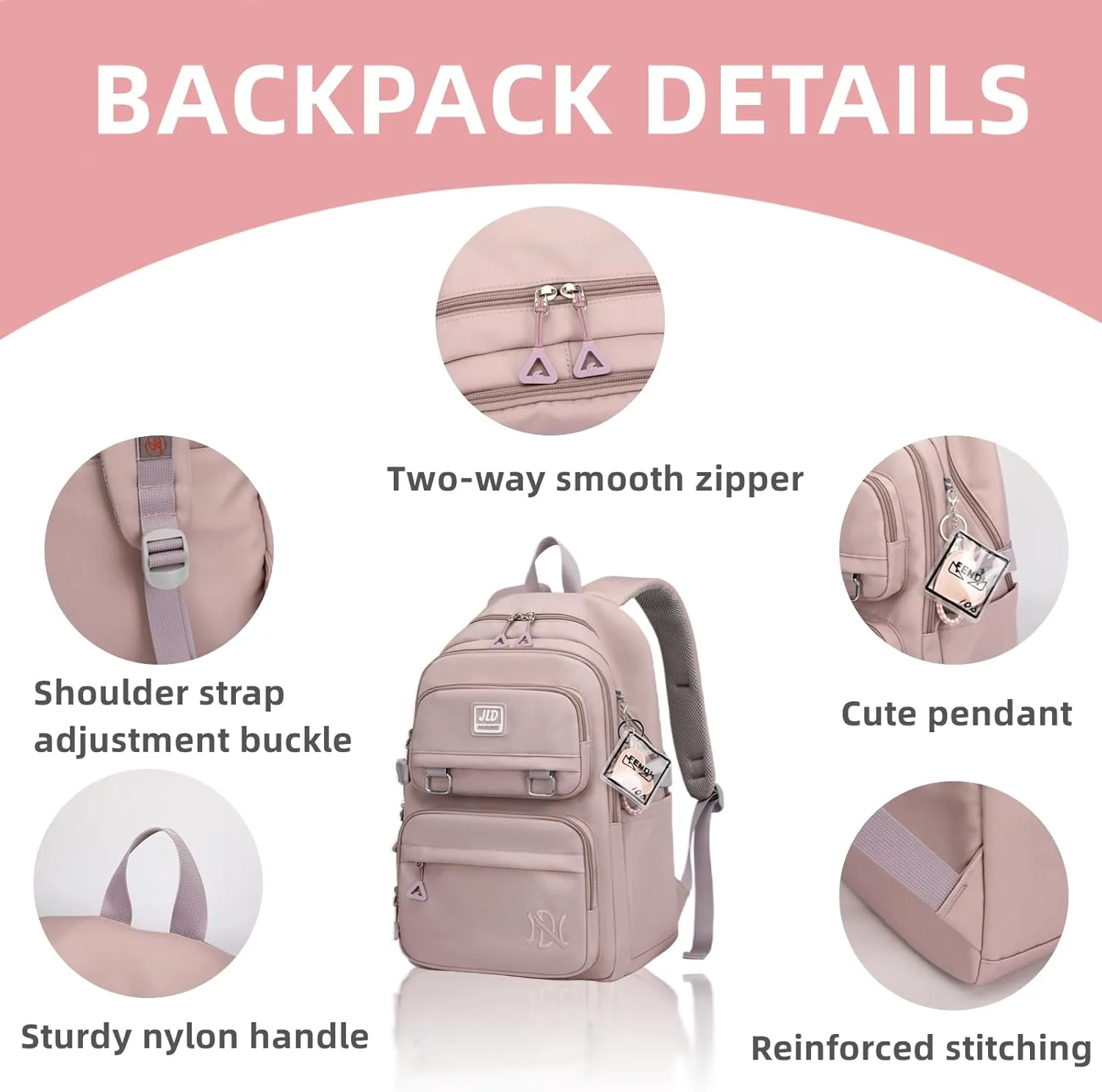 Girls Backpack Large-Capacity Middle Elementary School Casual Bookbag Kids Outdoor Travel bag Solid Color Daypack for Teens