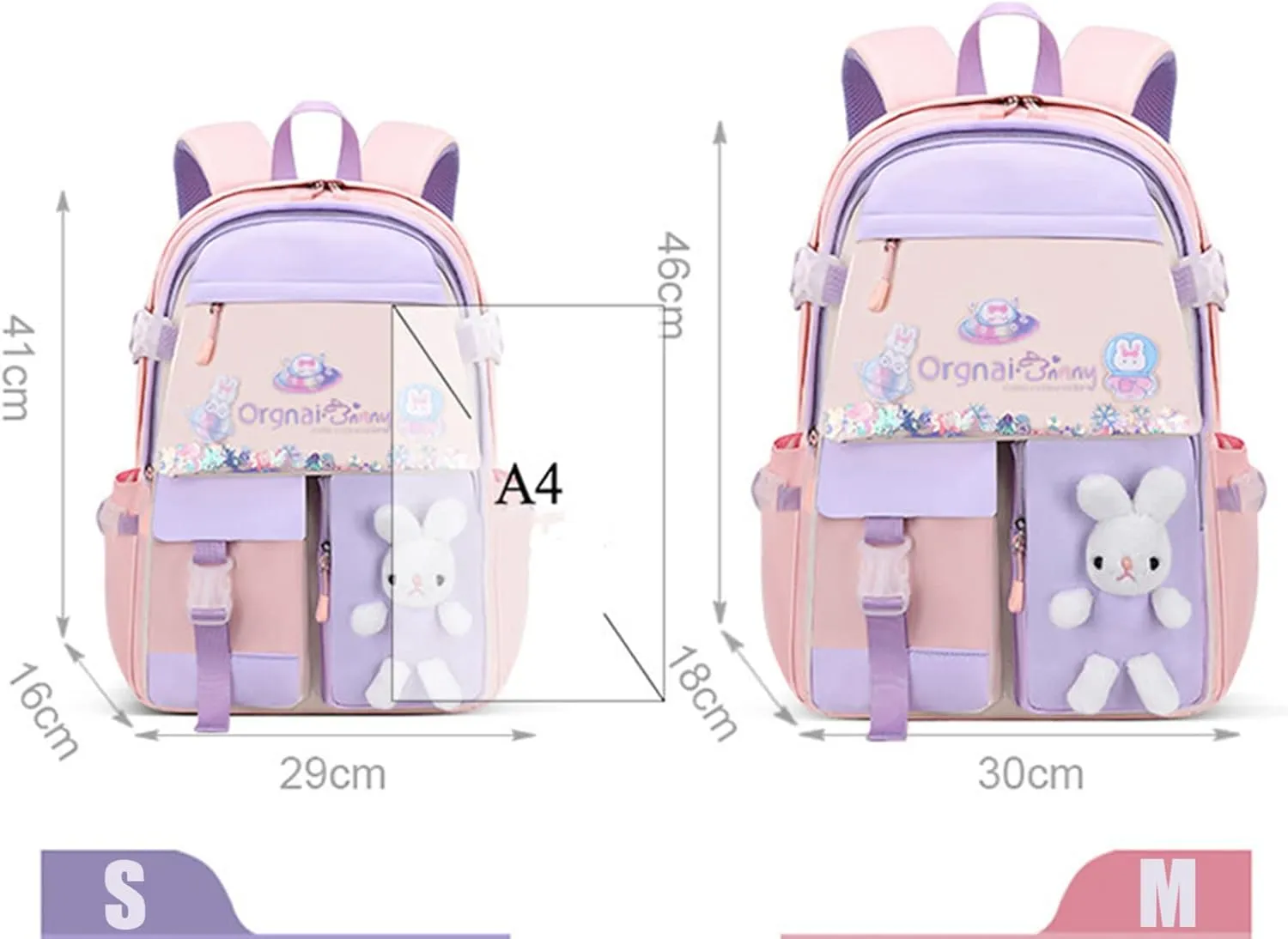 Girls Cute Bunny Backpack Kawaii School Bags Waterproof Laptop Backpack Blue Small