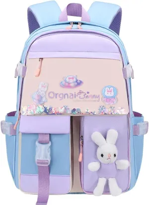 Girls Cute Bunny Backpack Kawaii School Bags Waterproof Laptop Backpack Blue Small