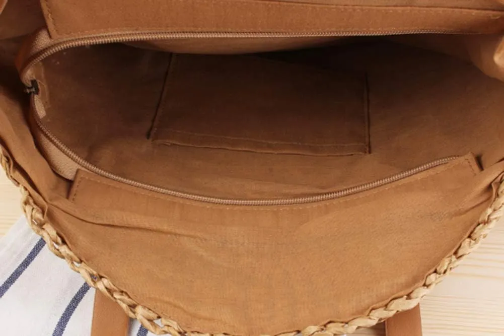 GL-Turelifes Round Summer Straw Bag Big Weave Handbags Beach Shoulder Bags Vocation Tote HandbagsTravel Bag for Women