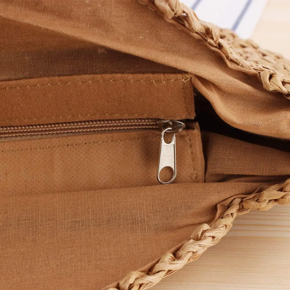 GL-Turelifes Round Summer Straw Bag Big Weave Handbags Beach Shoulder Bags Vocation Tote HandbagsTravel Bag for Women
