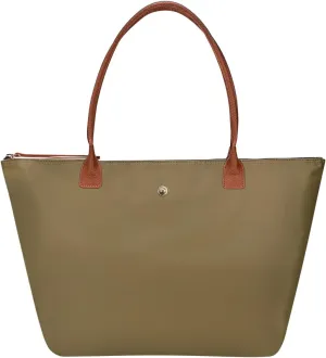 GM LIKKIE Shoulder Tote Bag for Women, Nylon Top-Handle Purse, Foldable Weekend Hobo Handbag (Dark Green)