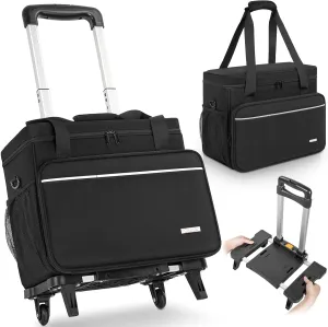 GMAK Rolling Scrapbook Tote, Rolling Teacher Bag with Detachable Dolly, Scrapbook Bags with Wheel Craft Organizer Teacher Tote with Multiple Pockets for Scrapbook, Medical, Office Supplies, Art Tools