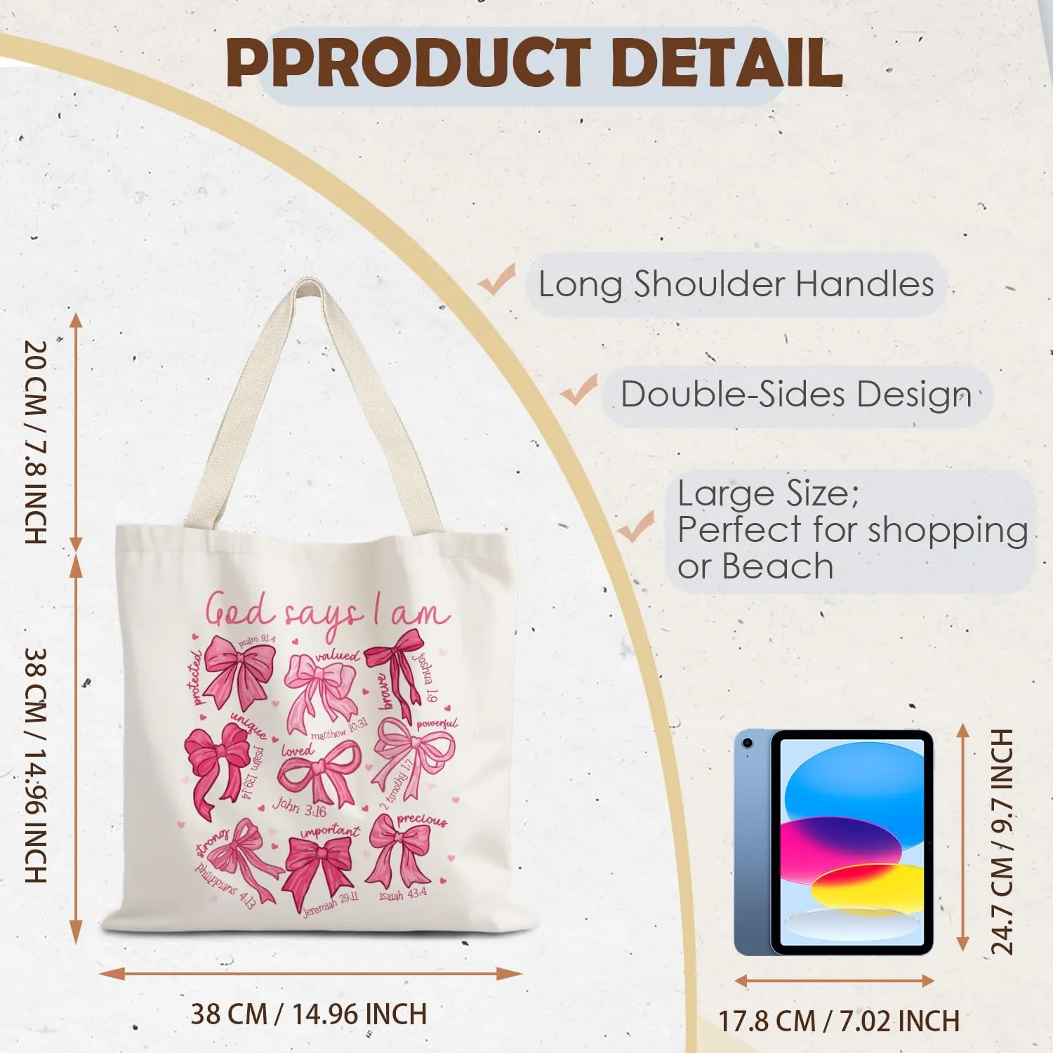 God Says You are Christian Canvas Tote Bags for Women, Inspirational Christian Gifts for Women