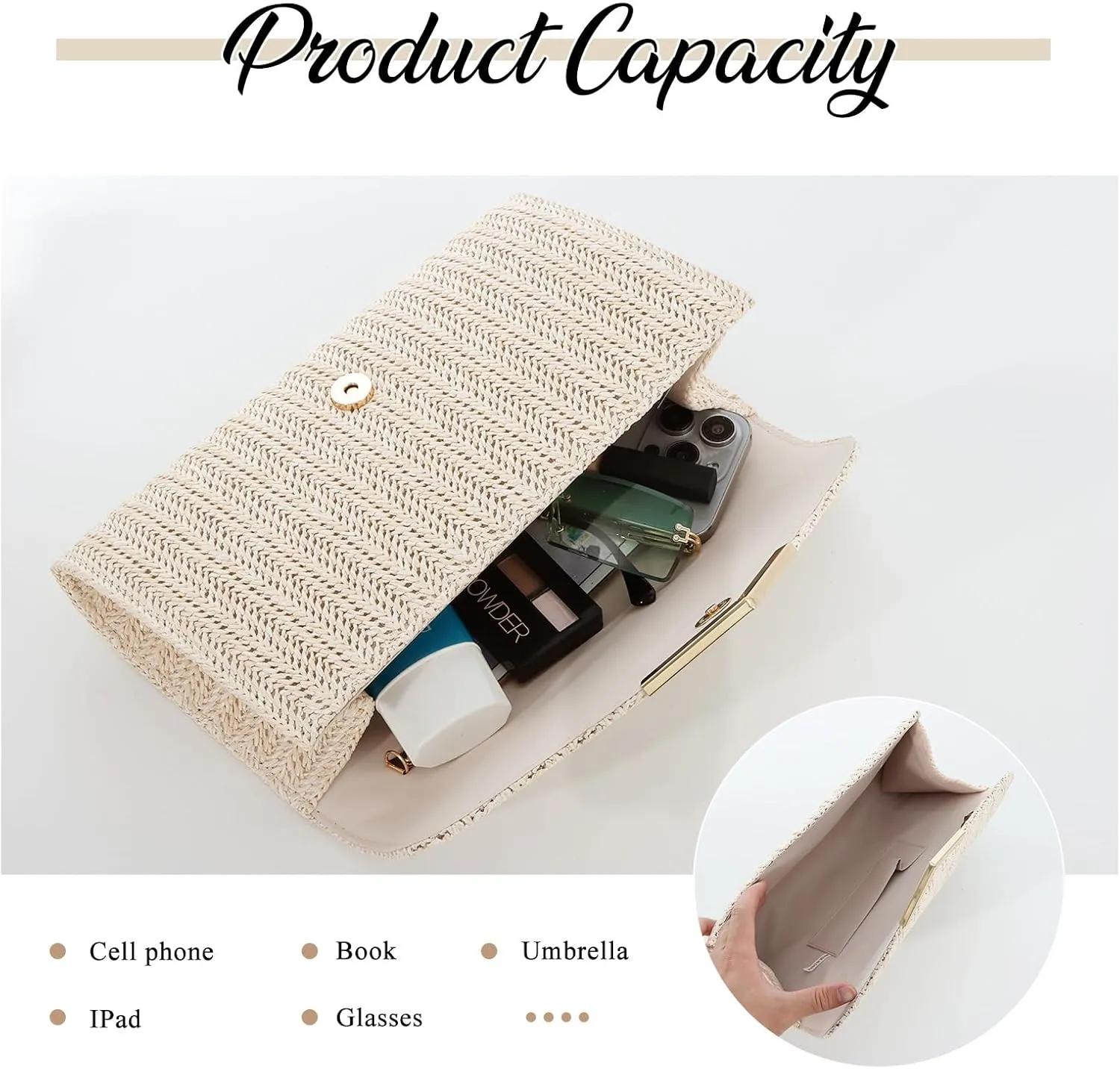 GOKTOW Straw Clutch Purse Raffia Rattan Summer Evening Bag Woven Beach Handbags for Women Wedding Vacation Travel Party 2025