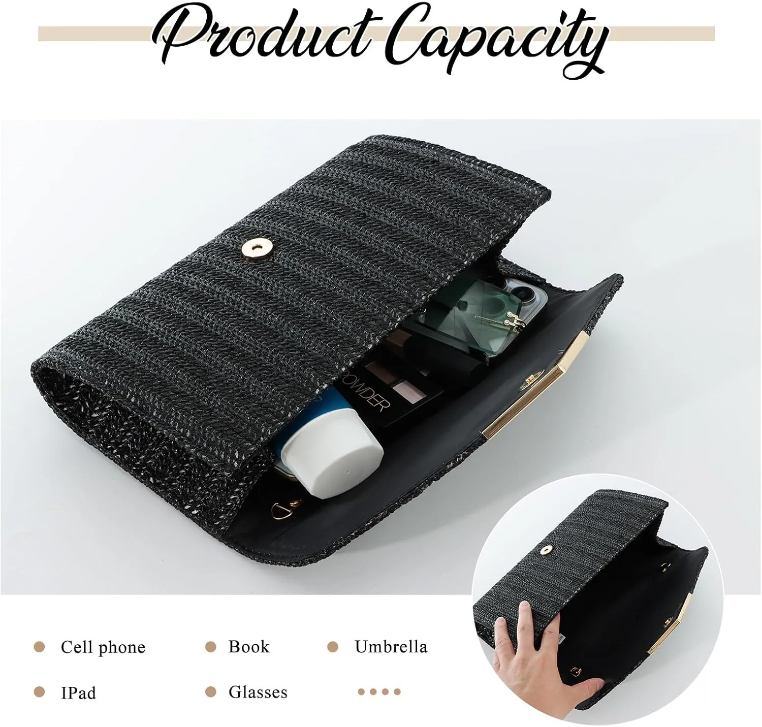 GOKTOW Straw Clutch Purse Raffia Rattan Summer Evening Bag Woven Beach Handbags for Women Wedding Vacation Travel Party 2025