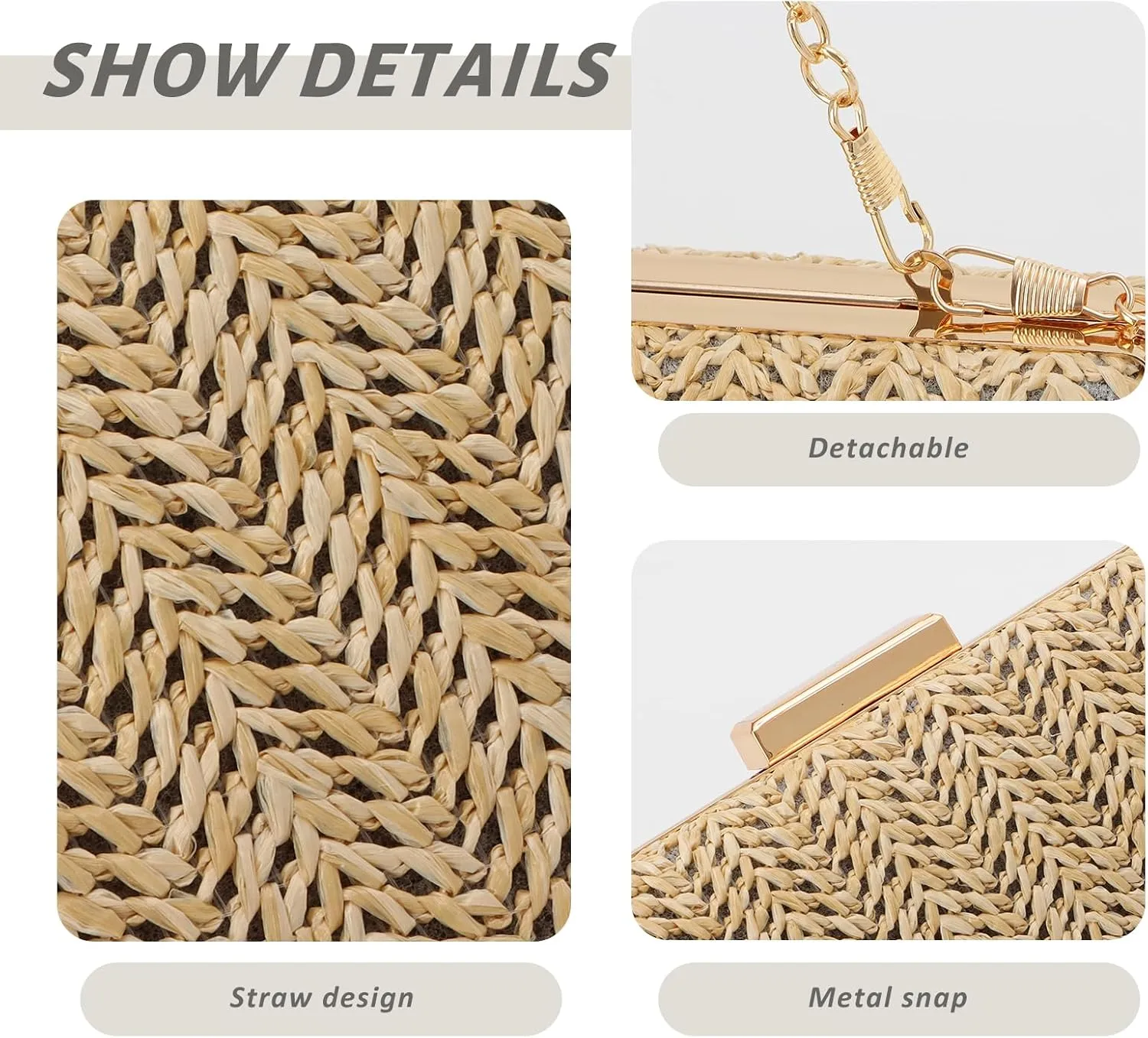 GOKTOW Straw Clutch Purse Raffia Rattan Summer Woven Beach Handbags for Women Vacation Travel 2024