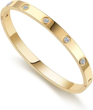 Gold Bracelets for Women Friendship Love Bangle Bracelets Cubic Zirconia Stainless Steel Bracelet Jewelry Birthday Gifts for Women Stocking Stuffers