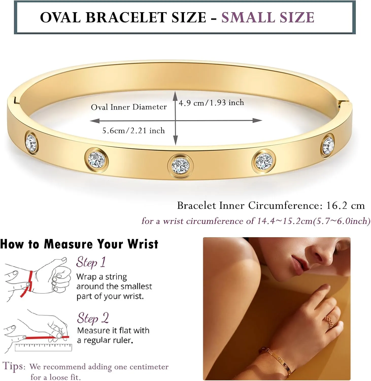 Gold Bracelets for Women Friendship Love Bangle Bracelets Cubic Zirconia Stainless Steel Bracelet Jewelry Birthday Gifts for Women Stocking Stuffers