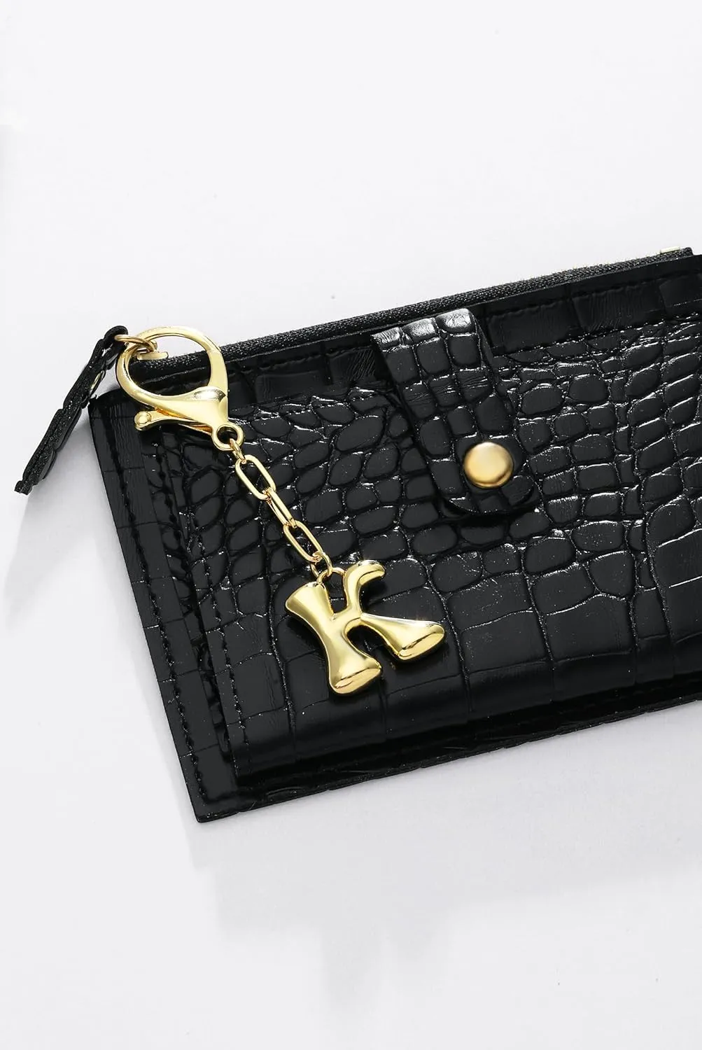 Gold Bubble Initial Keychain Charm for Women Chunky Bag Purse Charms A-Z Letter Key Chains for Handbag Accessories