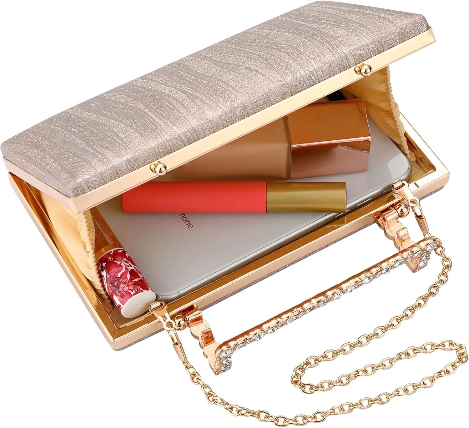 Gold Clutch Purse For Women - Evening Bag For Wedding, Party, Bridal, Prom - Shoulder Clutch Handbag