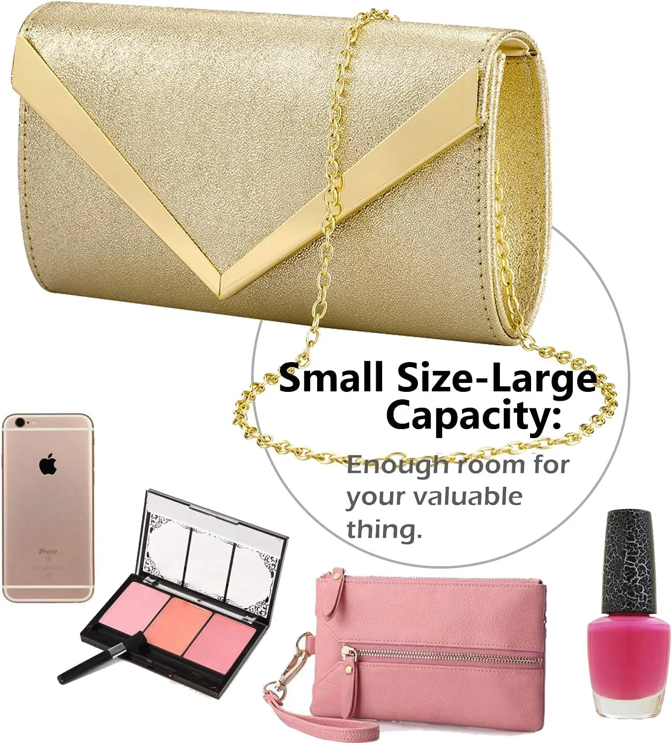 Gold Clutch Purses For Women Evening,Evening Bags Wedding Party Handbags Bridal Prom shoulder Gold Clutch Bag