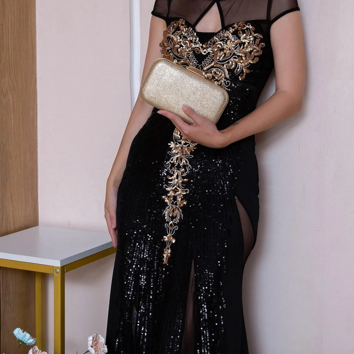 gold clutch,gold clutch purses for women evening wedding cocktail party evening bag shoulder crossbody handbag…